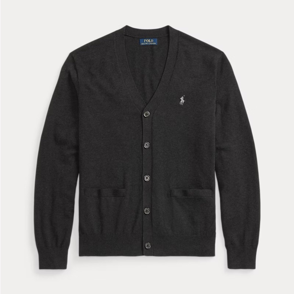 Polo by Ralph Lauren Men's Dark Grey Cardigan Sweater Size M With Pockets